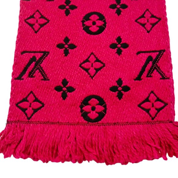 LOUIS VUITTON LV Monogram Hot Pink Fuchsia & Black Shine Scarf - Picture 5 of 16